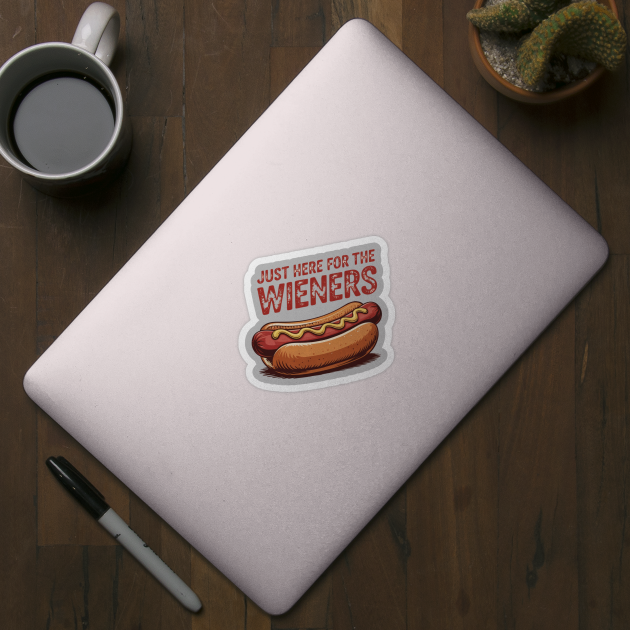 Just Here For The Wieners Funny 4th of July Hot Dog USA by Creatifly Graphic Tees